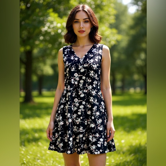 Banana Republic Dresses & Skirts - Banana Republic Navy Floral Sleeveless A-Line Dress Size 14 Casual to Work